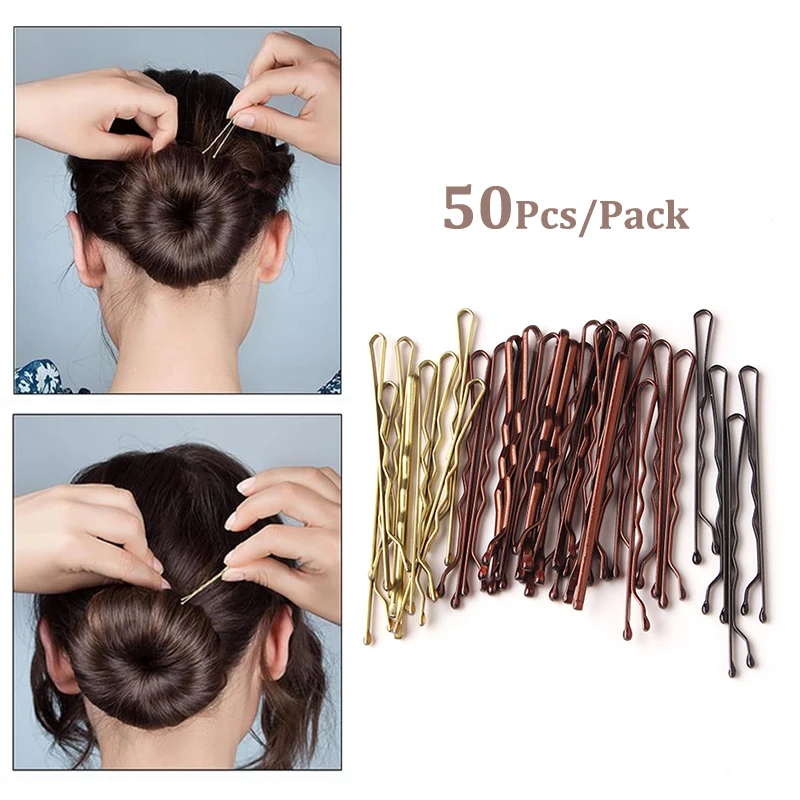 50 Pcs 5cm Hair Clip Lady Hairpins Curly Wavy Grips Hairstyle Hairpins Women Bobby Pins Styling Hair Accessories