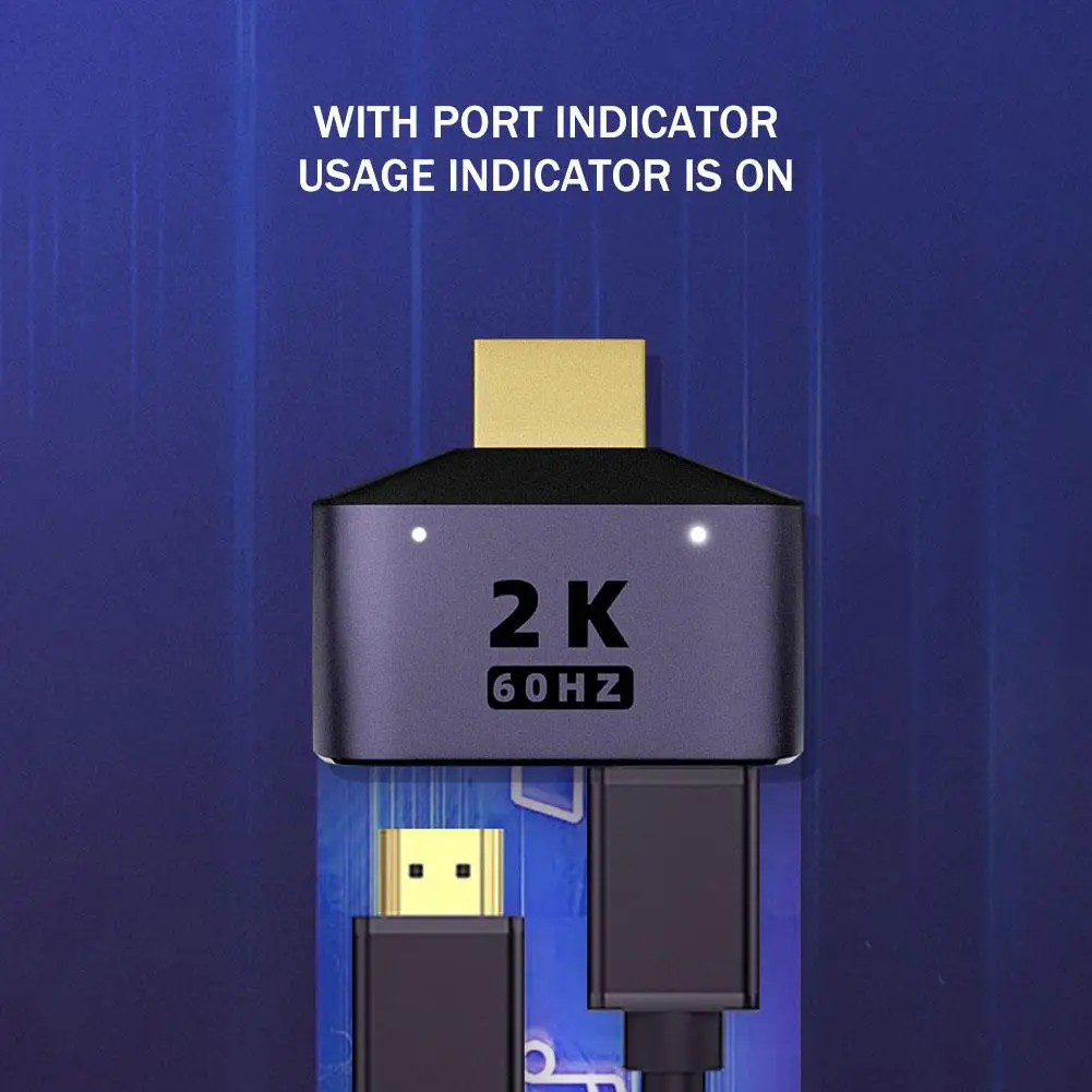 2K HD Monitor Splitter Dual Output Distributor HDMI Compatible Devices With Play Port Plug With Multiple Light And Indicato D8I0