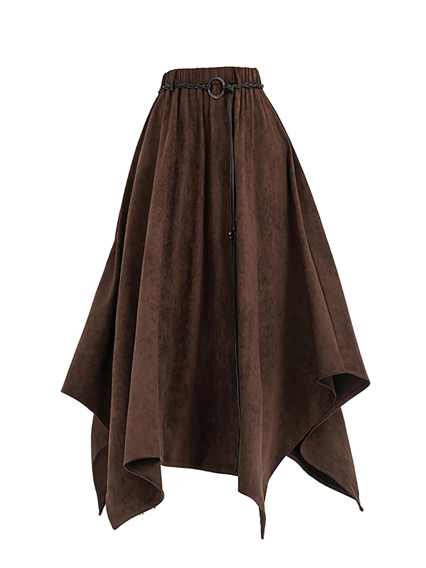 تنورة قصيرة غير متماثلة عالية الخصر من قماش جلد الغزال المخملي المطوي للنساء، موديل جديد لربيع وخريف وشتاء 2025، تنورة على شك...