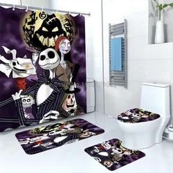 Jack And Sally  Anime 4 Piece Mats Bathroom Decorations And Shower Sets Full Set Accessories Curtain Bath & Items