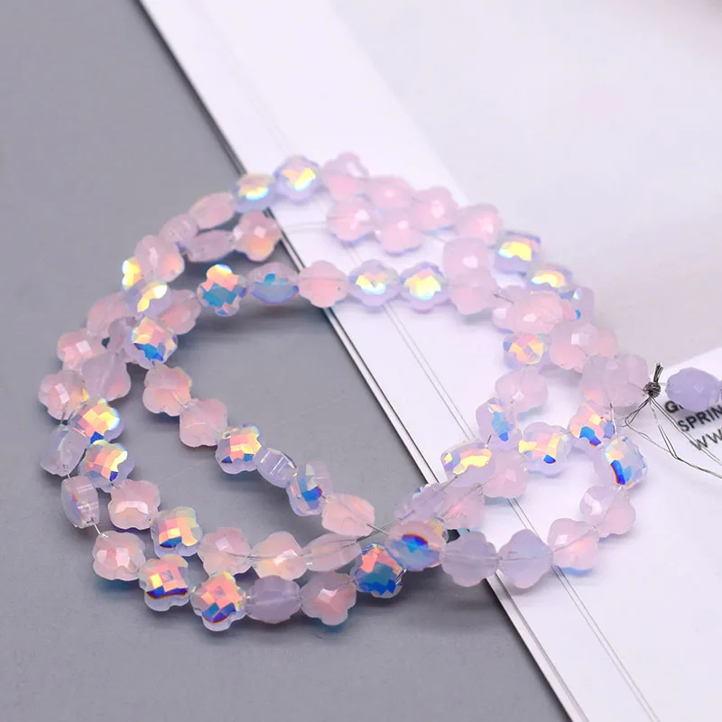 6mm Four Leaf Clover Crystal Glass Beads Pink Purple Yellow Jade Color Faceted Crystal Beads for Jewelry Making DIY Bracelet