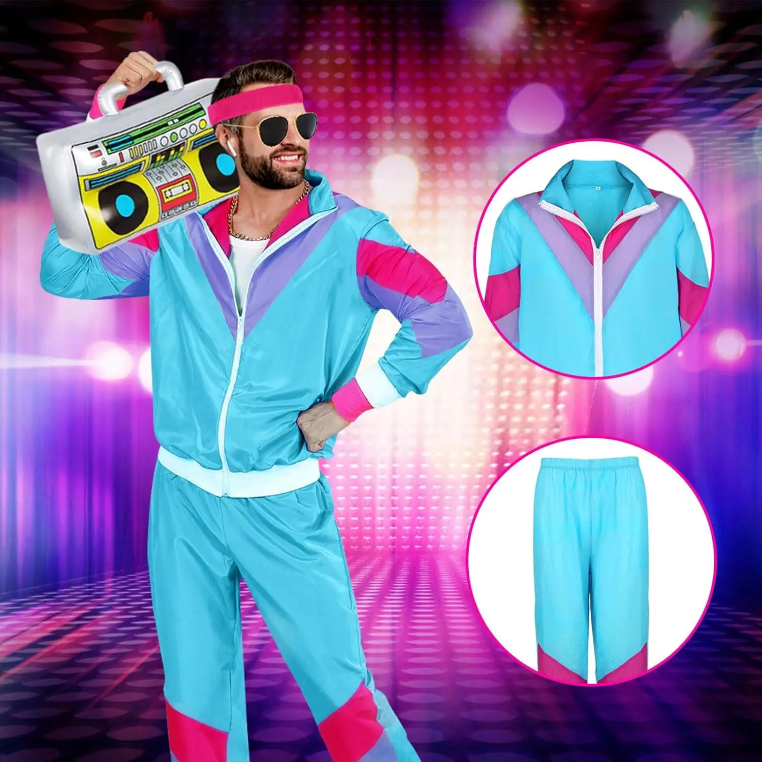 mens 80's dress BONGZUO Men's 80s Outfit Set Retro Party Costume with Accessories (Z3808BK,3XL) : Clothing, Shoes & Jewelry With this outfit 80s Men's Fashion Essentials 