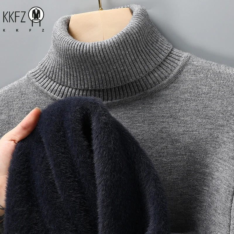 Men's Slim Fit Long Sleeve Turtleneck Sweater Anti-Pilling High Quality Knitted Solid Color Pullover Trendy Men's Clothing - Image 5