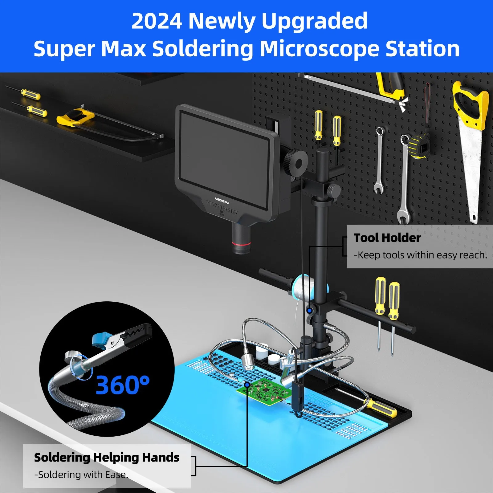 Maxgeek Andonstar AD409-MAX-ES WiFi Microscope High Quality Digital Microscope with Endoscope for PCB Repair and Maintenance