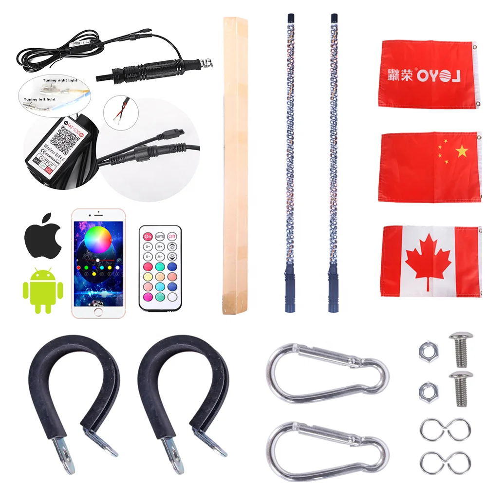 Antenne universali per camion Rgb Guasto bandiera LoyoLights Antena Led Frusta Luce flessibile Atv 4X4 Frusta Luci Utv Atv Accessori