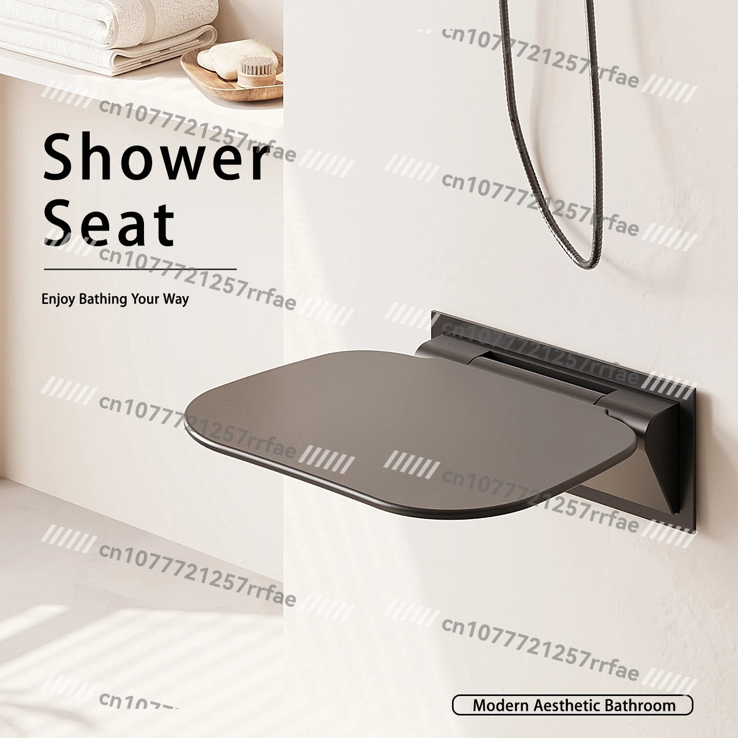 Aan de muur gemonteerde opvouwbare douchestoel, opvouwbare badbank, antislip badstoel, ruimtebesparende kruk