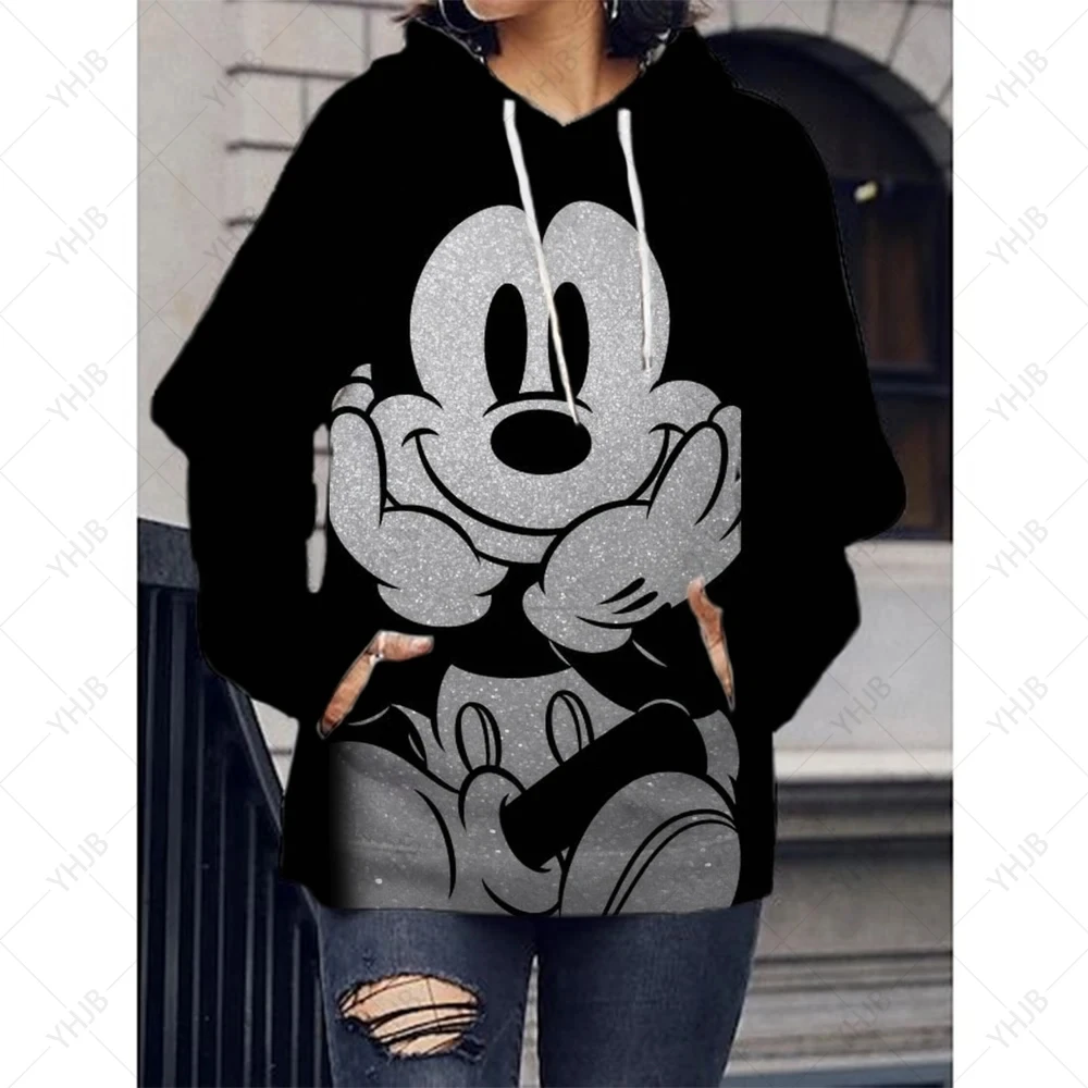 Disney-Mickey and Minnie Pullover for Women, Capuz Female Clothes, Capuz, Casual, Original, manga, New, 2023