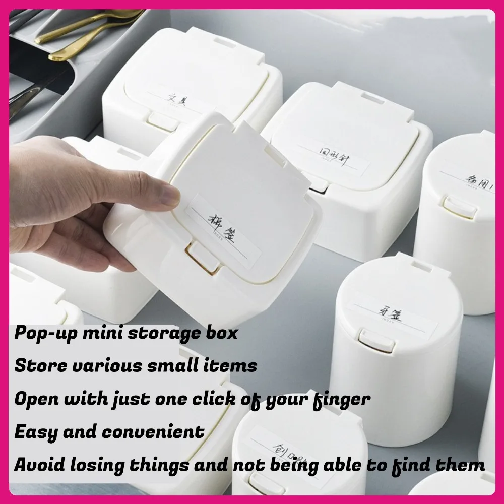 

Mini storage box with lid, plastic office desktop storage bucket, cotton swab box, dust-proof small items organizing box