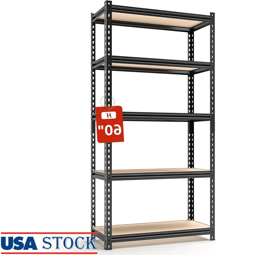 

5 Tier Heavy Duty Adjustable Metal Shelving Unit Utility Rack Garage Kitchen Basement Office Storage Space Saving Shelves
