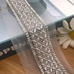 1Yard(90CM) Beaded Trim New Embroidery Sewing Pearl Lace Ribbon Wedding Material DIY Sash Clothes Crafts
