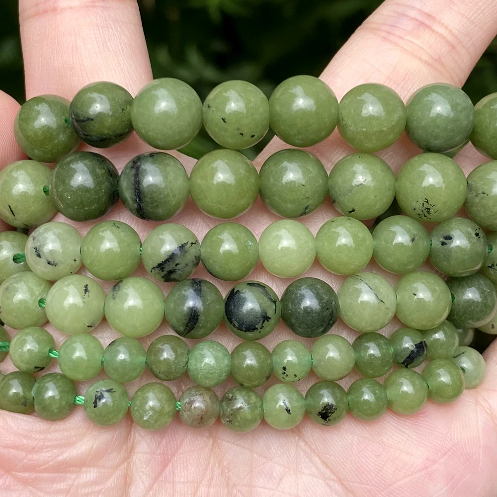 Natural Canadian Green Jades Stone Beads Round Loose Spacer Beads For Jewelry Making 4/6/8/10mm DIY Bracelet Handmade