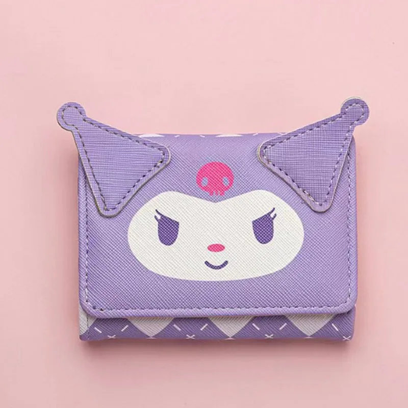 New Kawaii Sanrio Kuromi Cartoon Wallet Hello Kitty My Melody Pochacco Anime Face Short Wallet Change Purse Coin Storage Bag ﻿