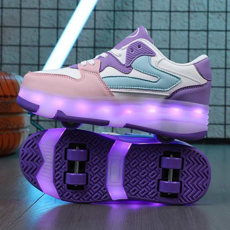 Children's Luminous Sports Shoes Boys and Girls LED Lights USB Charging Sports Outdoor Training Shoes for Kids Sneakers