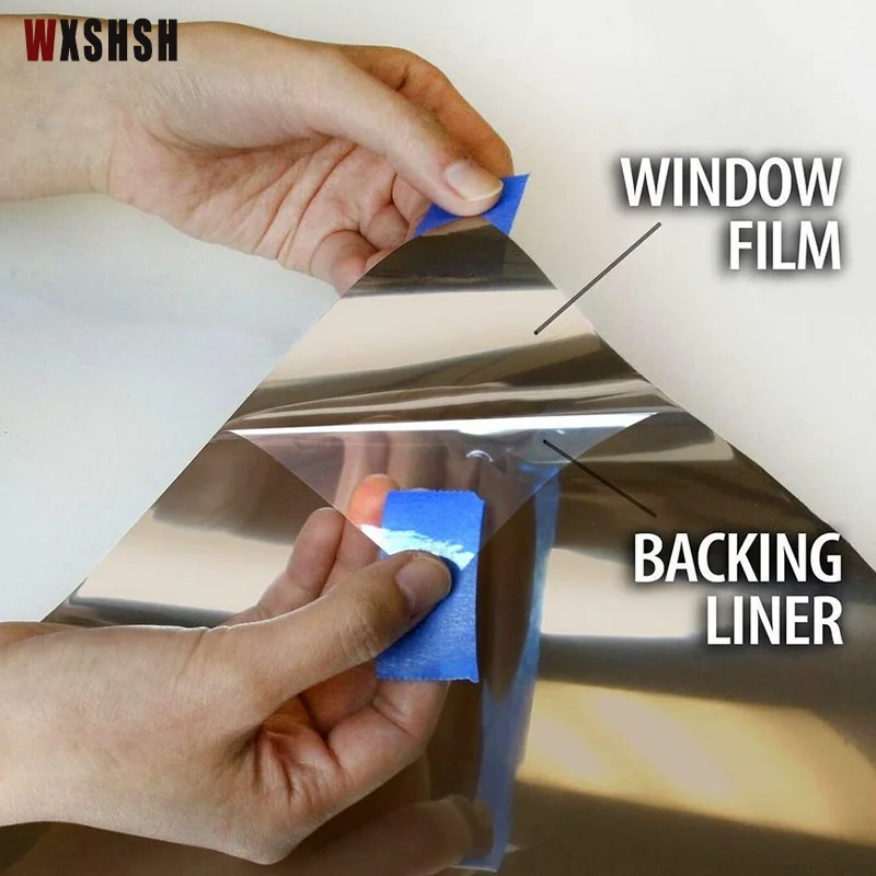 Privacy movie for windows Self-Adhesive Vinyl UV-Proof One-Way Mirror Perspective window tinting foils Tea Silver 70cm Width