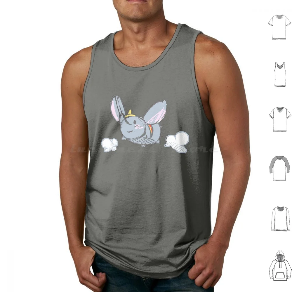 Fly Like An Elephant Tank Tops Vest Sleeveless Elephant Fly Flying Tsum Ears Mouse Clouds