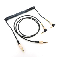 1M 1.5m 3pole stereo 3.5mm Male to male Jack AUX Audio spring extend connector Cable Right Angle Speaker for PC phone Headphone