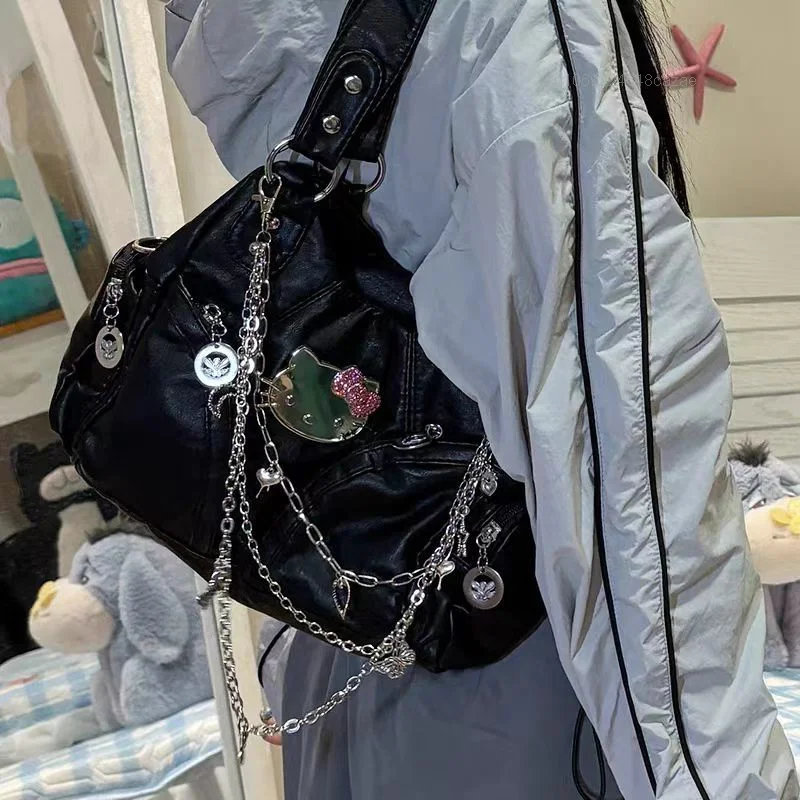 Luksusowy Design torebki Sanrio Hello Kitty Y2k pikantna dziewczyna subkultura Crossbody duże torba z rączkami kobiet modne fajne łańcuszkowa torba