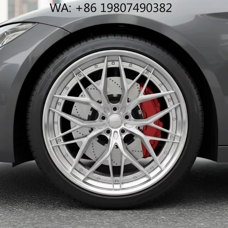 Brushed Silver 2-Piece Forged Wheels, 5x112/120 PCD Drag Racing Lightweight Aluminum Alloy Car Rim Parts