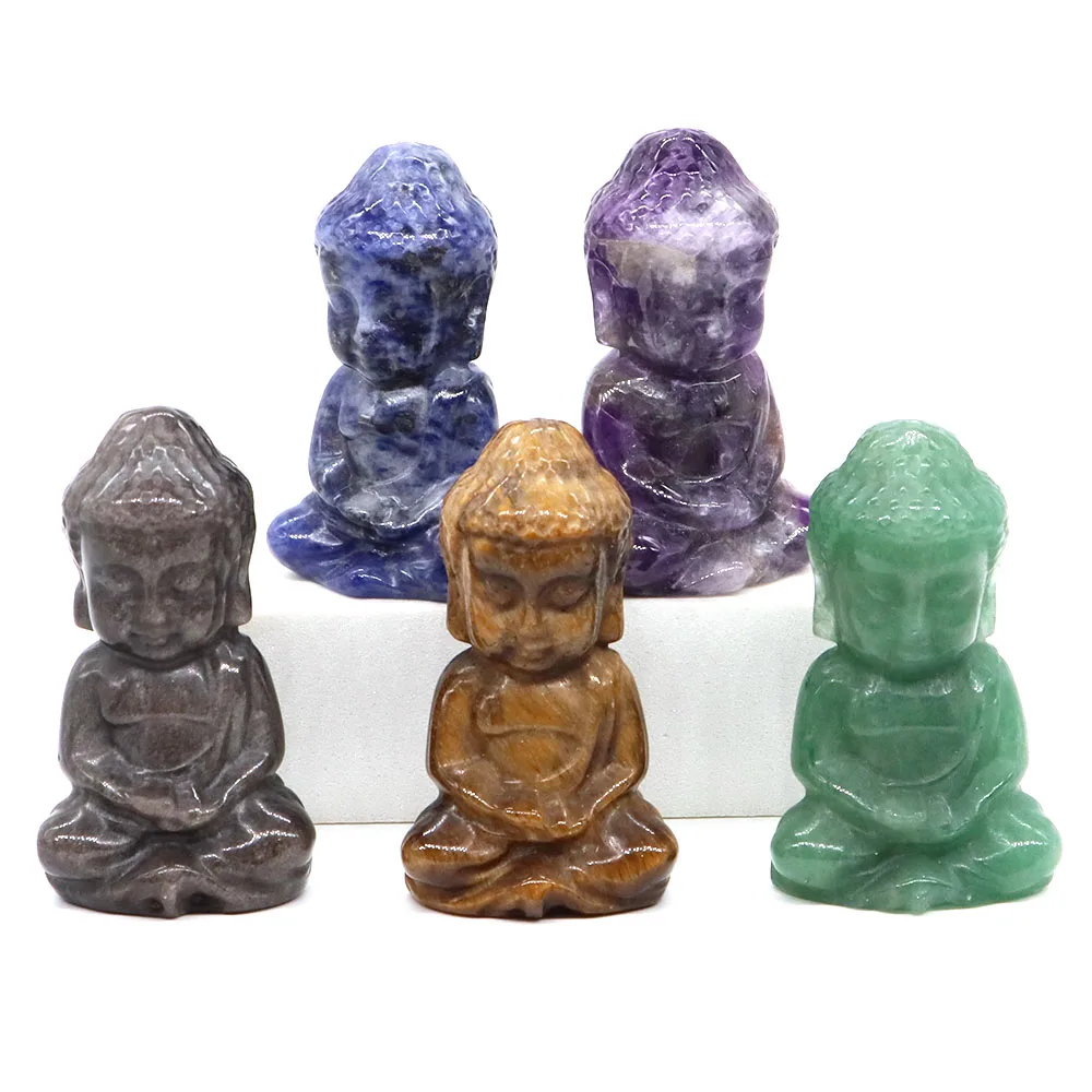 49mm Buddha Statue Natural Stone Healing Crystal Tathagata Buddha Figurine Hand Carved Gems Crafts Fengshui Home Decoration Gift view 3