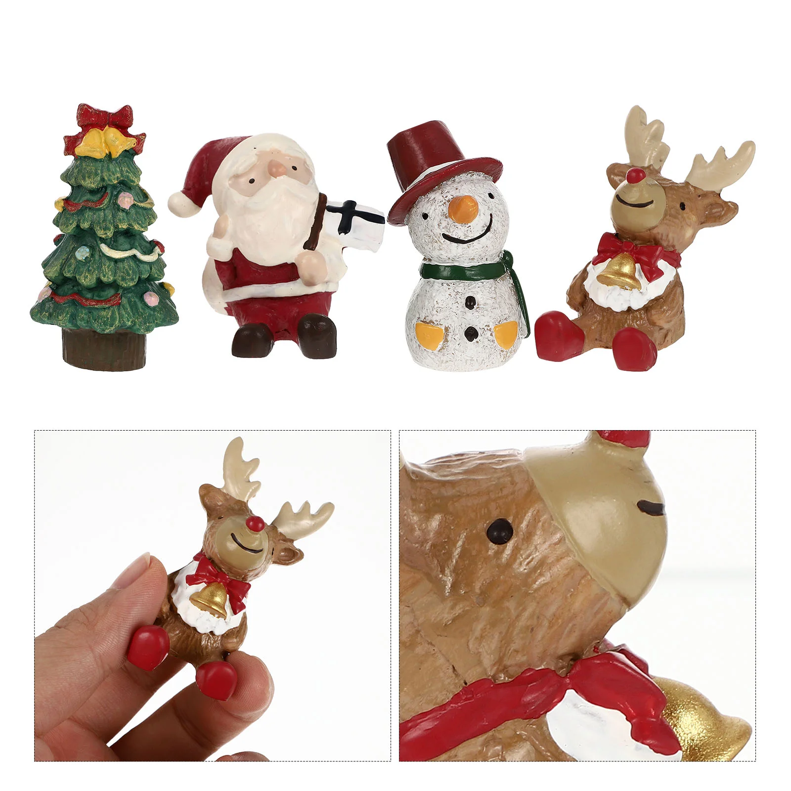 

4 Pcs Christmas Ornaments Micro Landscape Fish Tank Decoration Resin Adornment Decorations Mini Reptile