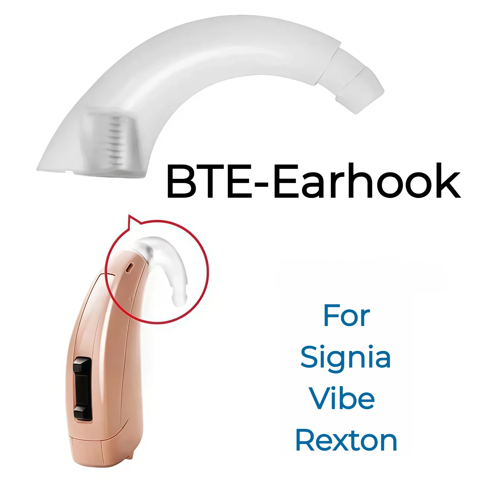 Signia Vibe Rexton Earhook for BTE Hearing Aids Compatible with Signia Vibe Rexton Models - Optional Pack Size (10/5/2 Pcs)