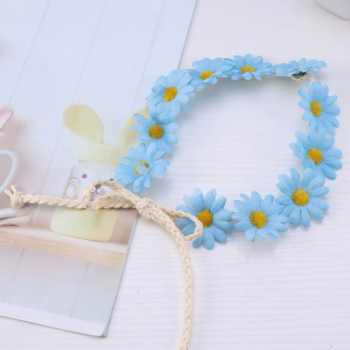 

2PCS Women Flower Hair B Elegant Wedding Headpiece Daisy Hoop Fabric Bridal Accessories Flower Hair B Sunflower