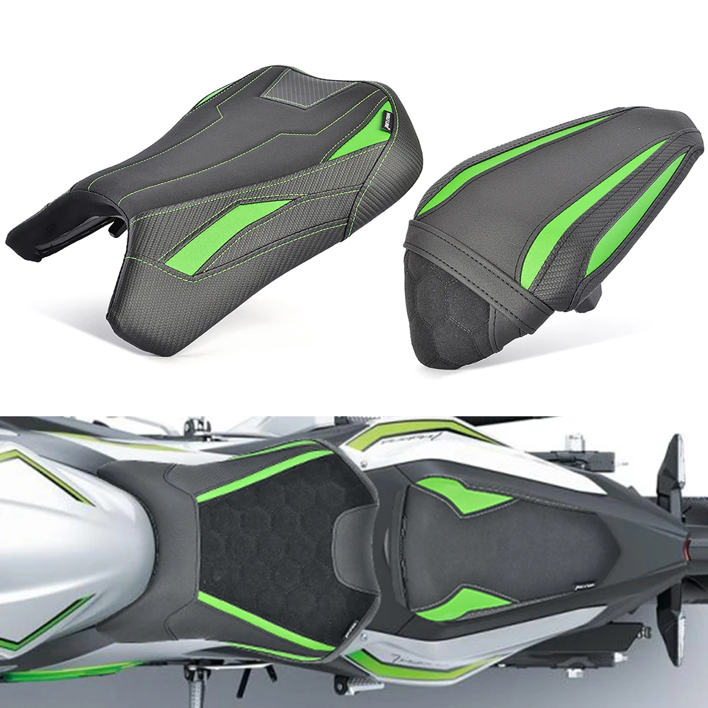 

For Kawasaki NINJA 7 Hybrid 2024-2026 Front + Rear Seat Cushions Ninja7 Hybrid Rider Saddle Cushions+Rear Passenger Seat Pillion