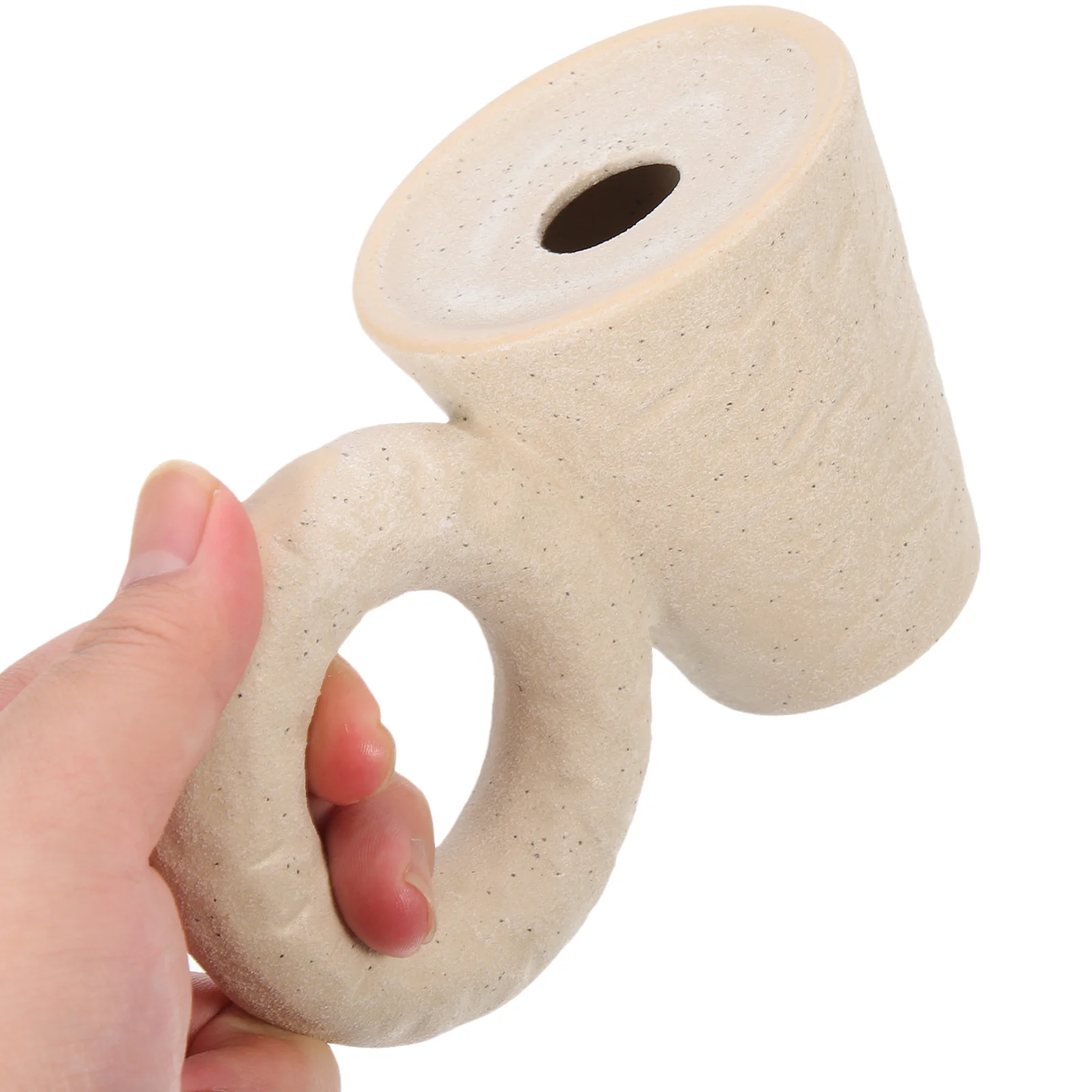 

Ceramic Holder Nordic Style Curved Handle Stand for Banquet Party Table Decoration Ceramic Candlestick