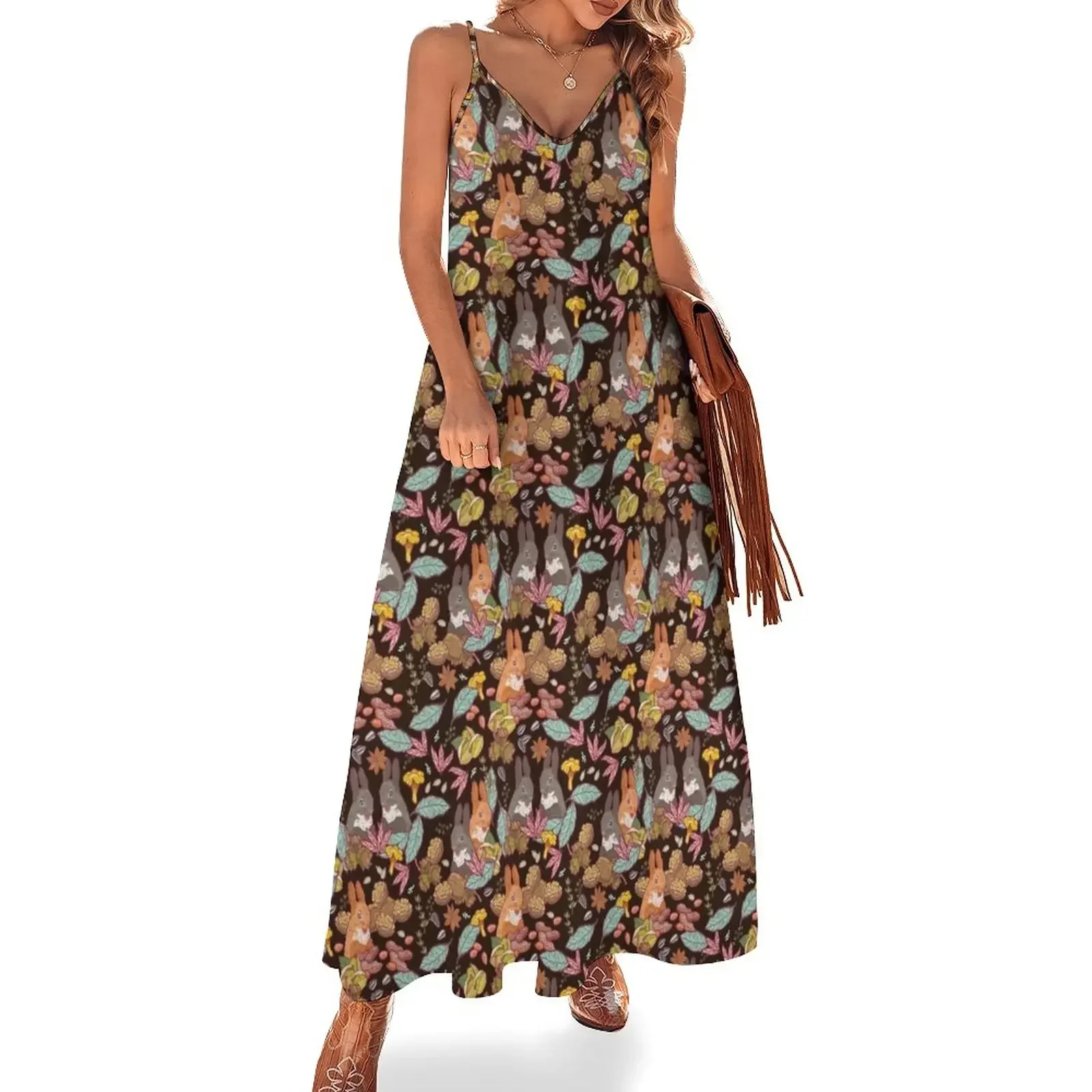 

nuts and squirrels Sleeveless Dress women formal occasion dresses Party dresses Women's long dress Dress