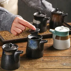 Japanese Ceramic Oil Pot Soy Sauce Vinegar Bottle Creative Vintage Seasoning Box Salt Sugar Chili Jar Kitchen Seasoning Bottle