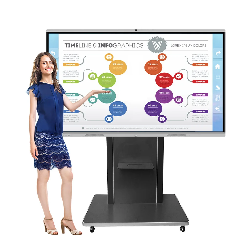 65 Inch 4K Resolution LCD Touch Screen Monitor All In One Whiteboard Interactive Digital Smart Android Board