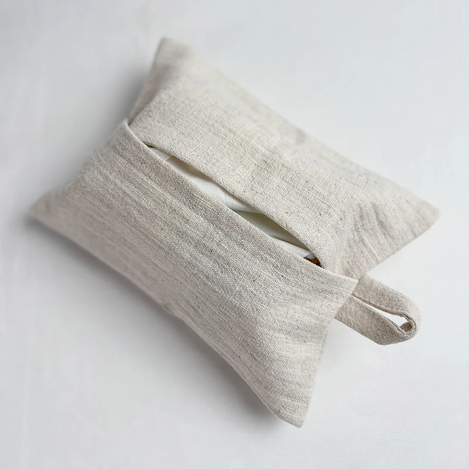 2PCS Ramie Fabric Tissue Box Cover,Napkin Holder Pumping Napkin Cover, Paper Box For Kitchen Toilet Tissue Case Eco-friendly view 2