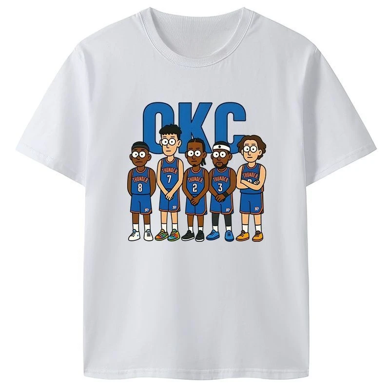 SGA تريند العلامة التجارية تصميم الرجال والنساء Playoff OKC المشجعين مع نفس تي شيرت قصير الأكمام القطن الخالص كرة السلة سترة رياضية علوية