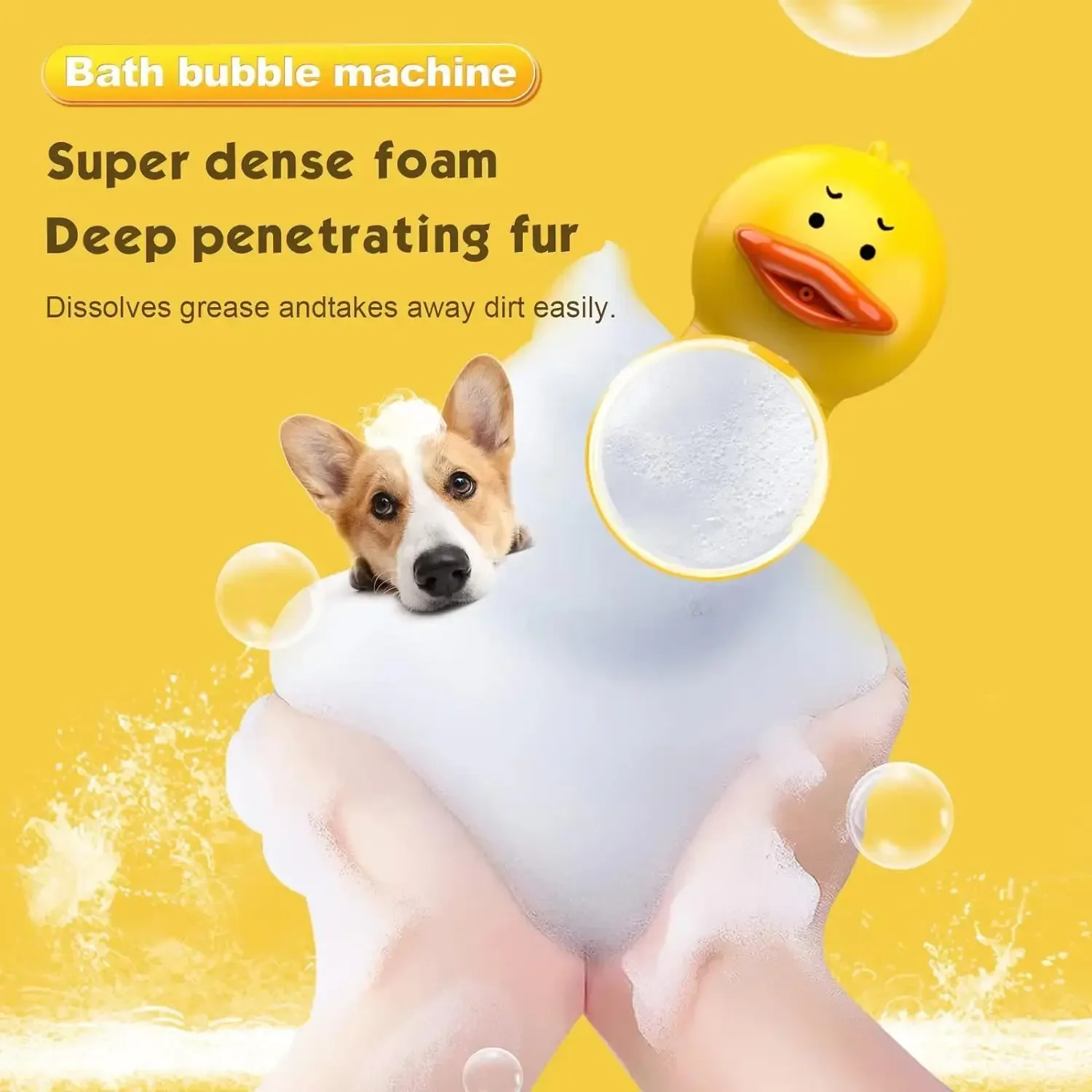 Electric Dog Shampoo Dispenser Dog Shampoo Sprayer Duck Shampoo Foamer for Pet, Foaming Soap Dispenser for Bathtub, Kitchen Sink