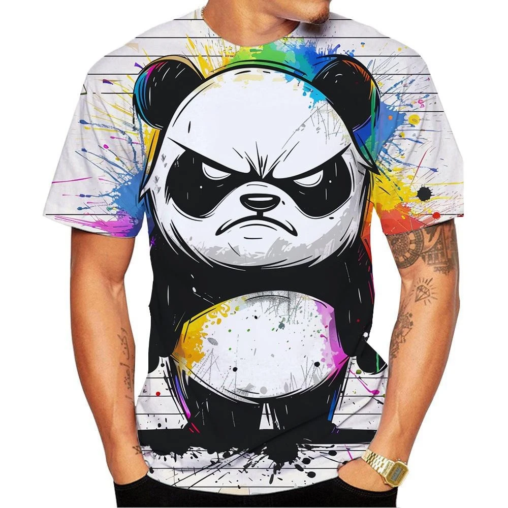 Street Fashion Graffiti - 新しいファッション男性と女性の半袖 3D グラフィティパンダプリント Tシャツストリートスタイルユニセックス子供おかしいファッショントップ 100-6XL