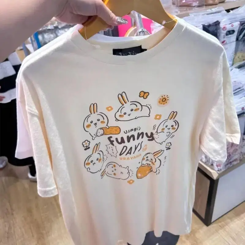 Y2K Kawaii Chiikawa Anime T Shirt Cotton Short Sleeve Cartoon Print Hachiware Usagi Casual Cosplay Outfit Birthday Holiday Gift view 3