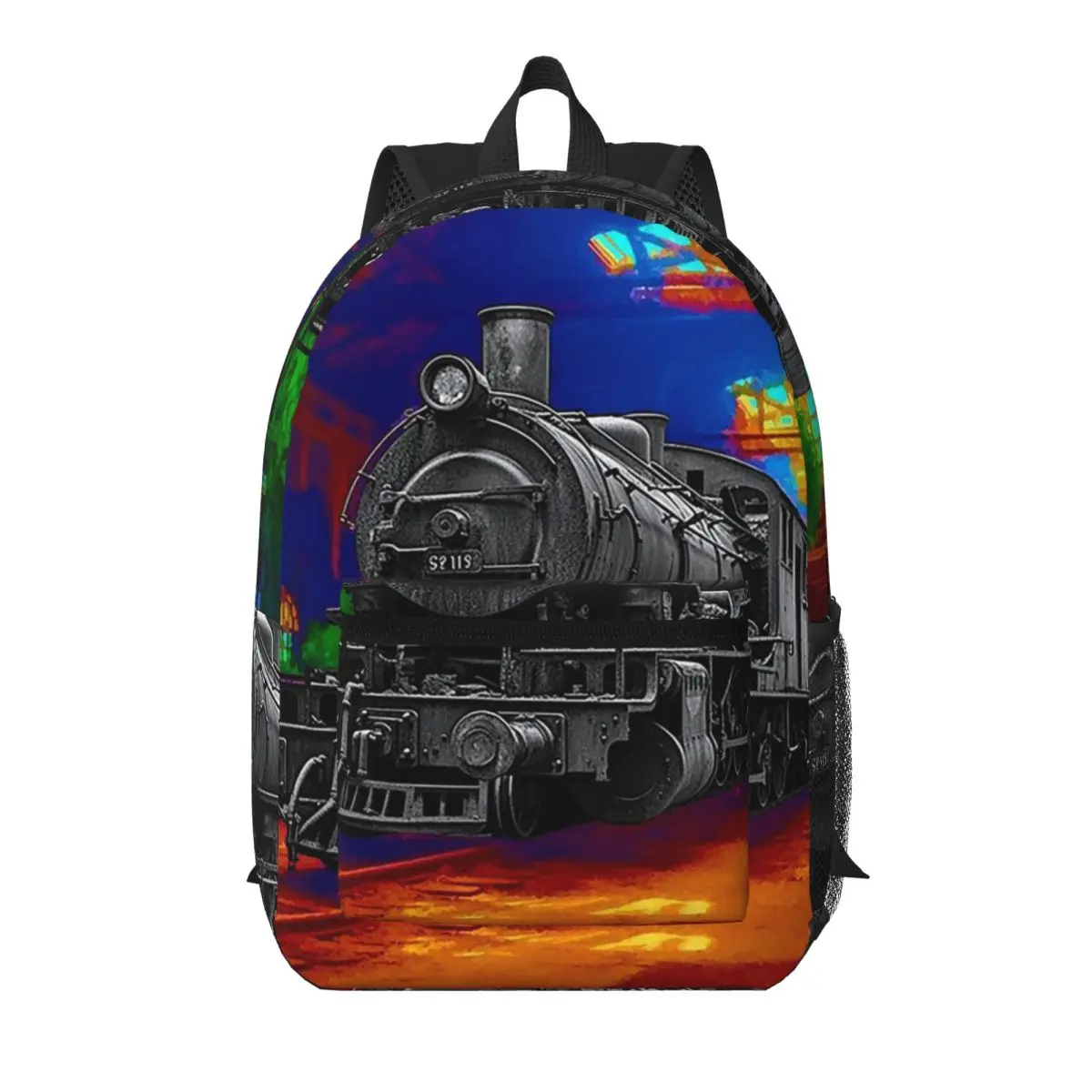 

Rusty Train Front Industrial Style Urban Student Backpack School Bag Hiking Travel Daypack for Men Women Bookbag Shoulder Bags