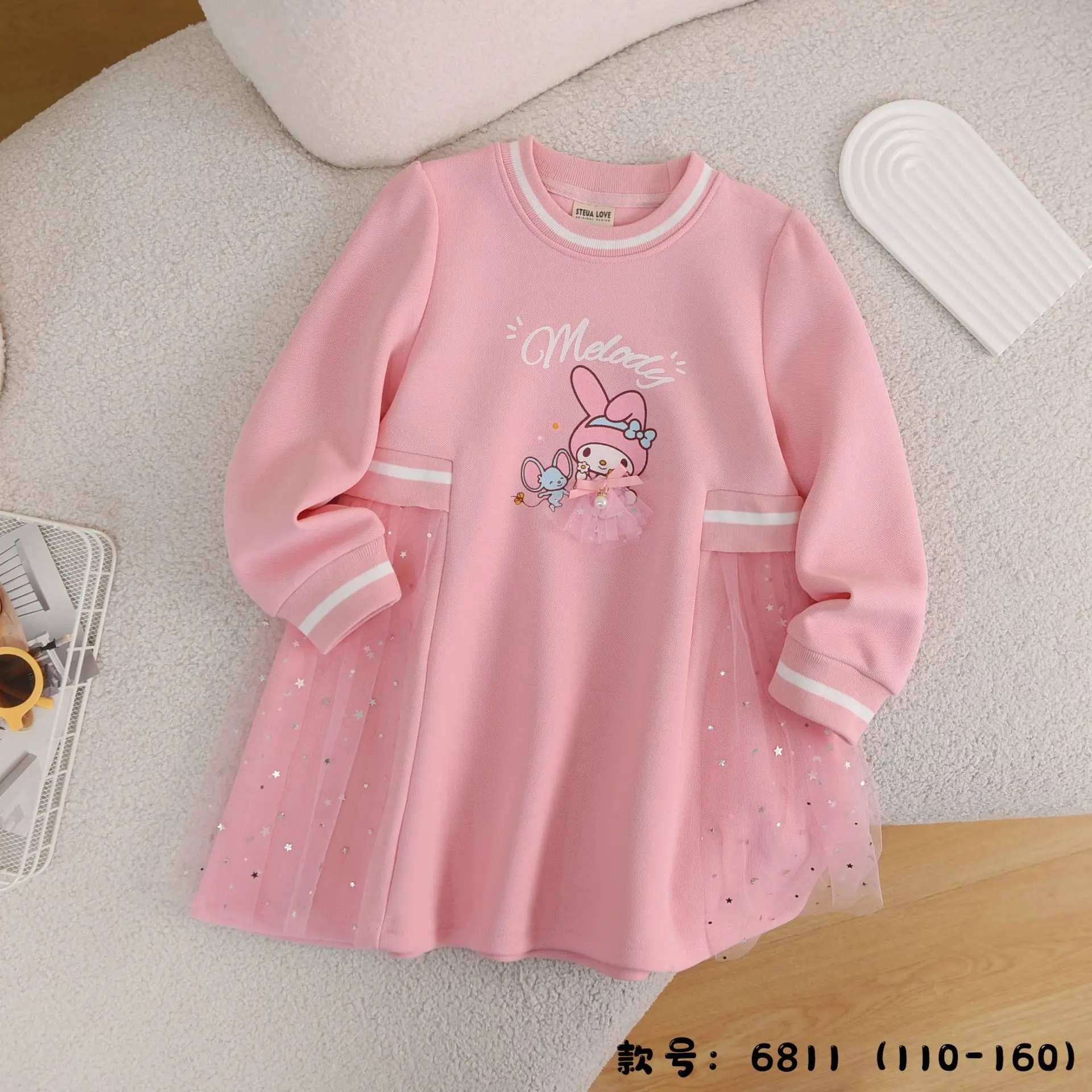 2024 Sanrio Meisjes Jurk Kuromi Mijn Melodie Cinnamoroll Rok Lange Mouw Cartoon Leuke Anime Kinderen Kleding Tij Cadeau Voor Kinderen