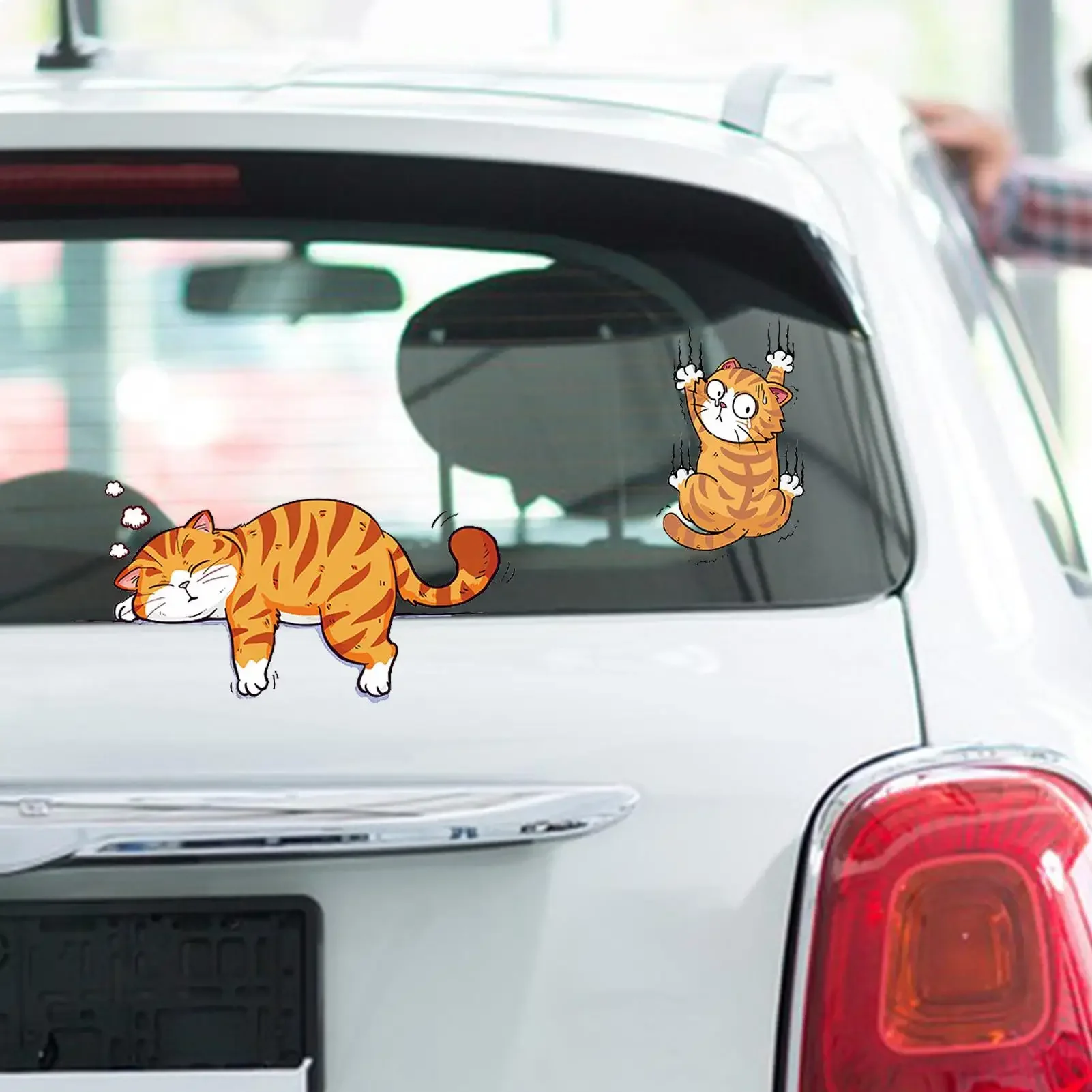 1 Set Funny Climbing Cat Stickers, Pet Animal Vinyl Decals for Car Bumper Scratch Cover