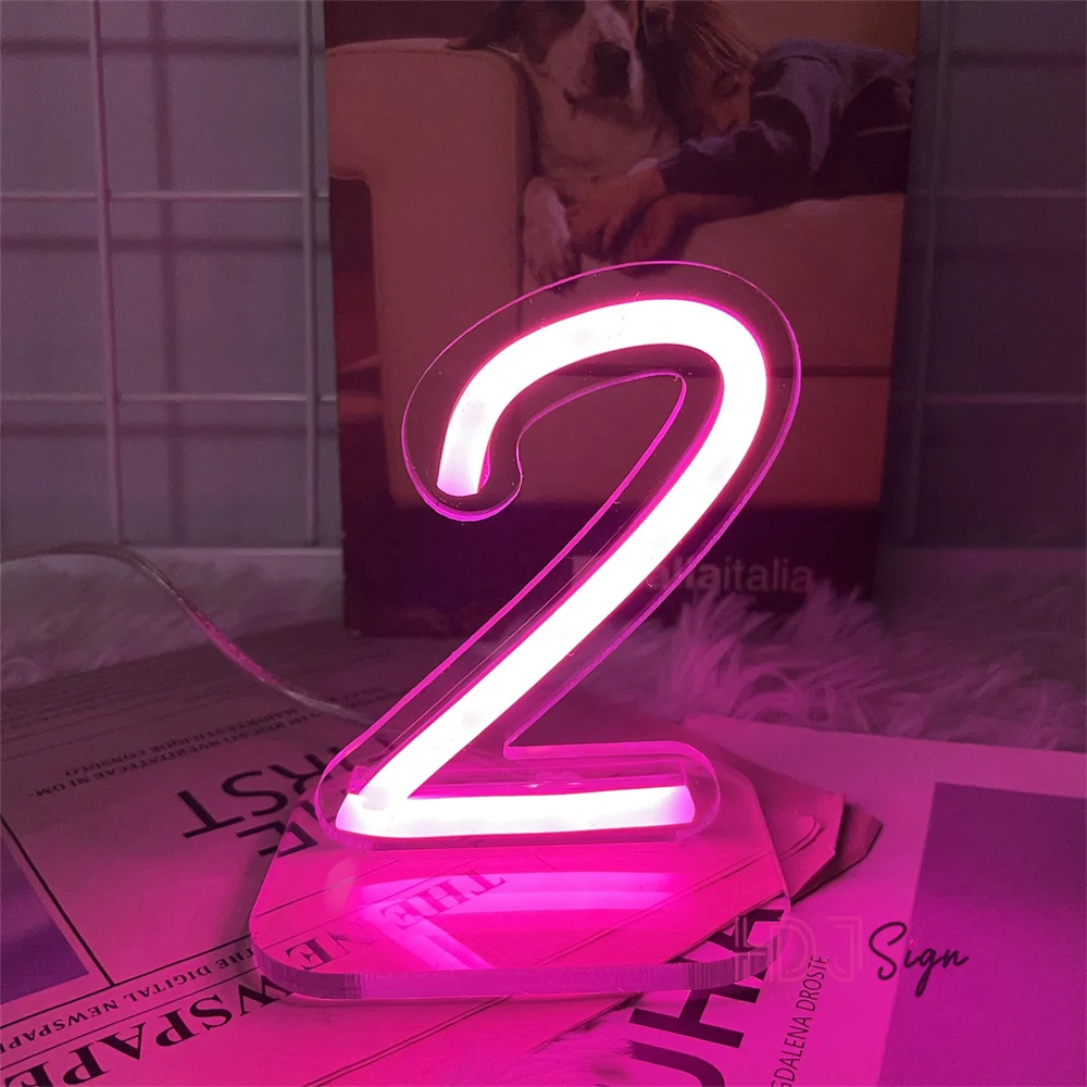 1-10 Wedding Numbers Led Neon Lights Desk Light Home Room Table Numbers Sign Decor Night Lamp Led Luminous Signs Christmas Gift