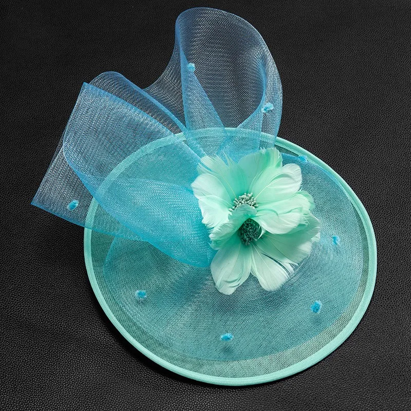 

Шляпа-волшебница с большим цветком, головной убор, женская церковная шляпа в Кентукки, женская шляпа-дерби с перьями, шляпа-таблетка