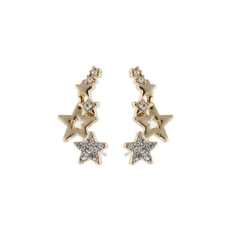 New Shiny Fashionable Zircon Small Star Earrings Ins Cool Style Earrings With Geometric Metal Design For Women'S Jewelry Gifts