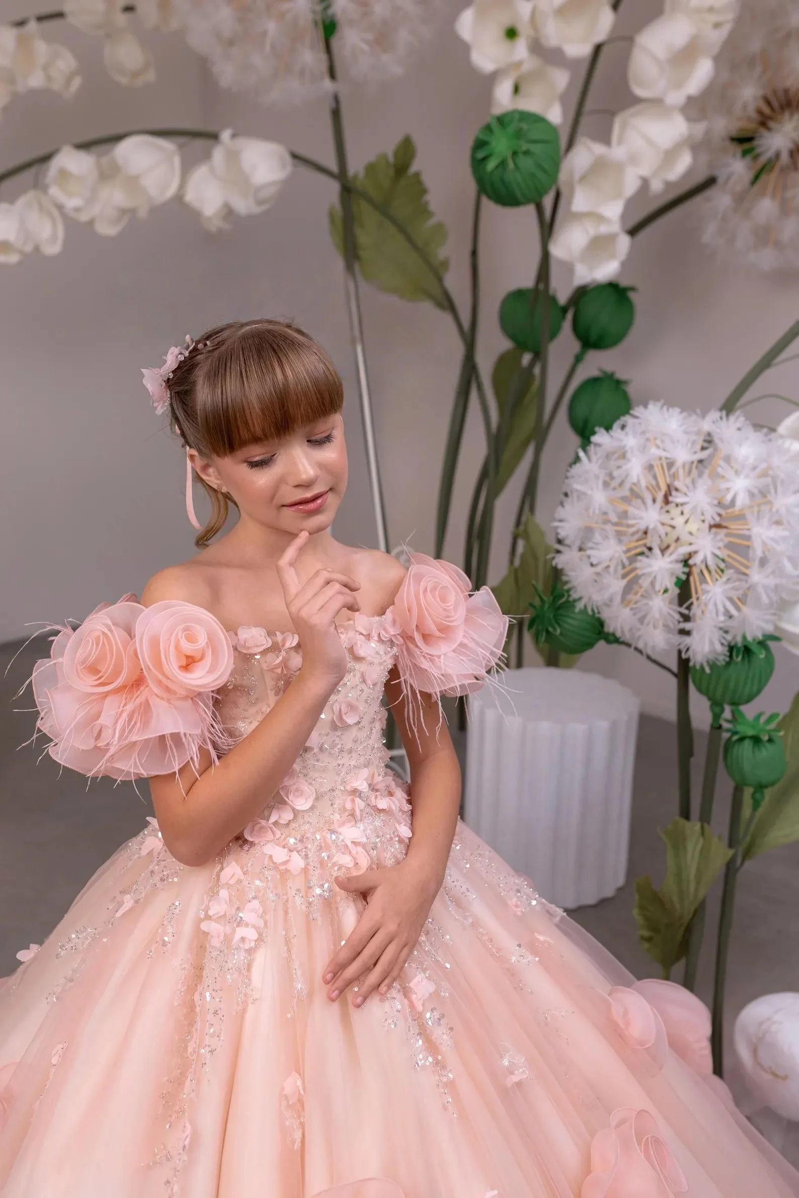 Custom JDY High Flower Girl Dress Wedding Party Gown Birthday Pageant Gown for Kids Princess Formal Evening Party Gown فساتين اط