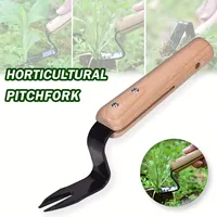 1pc ergonomic wooden handle hand weeder - durable metal weeder tool for gardens, easy to remove weeds, gardening hand tool