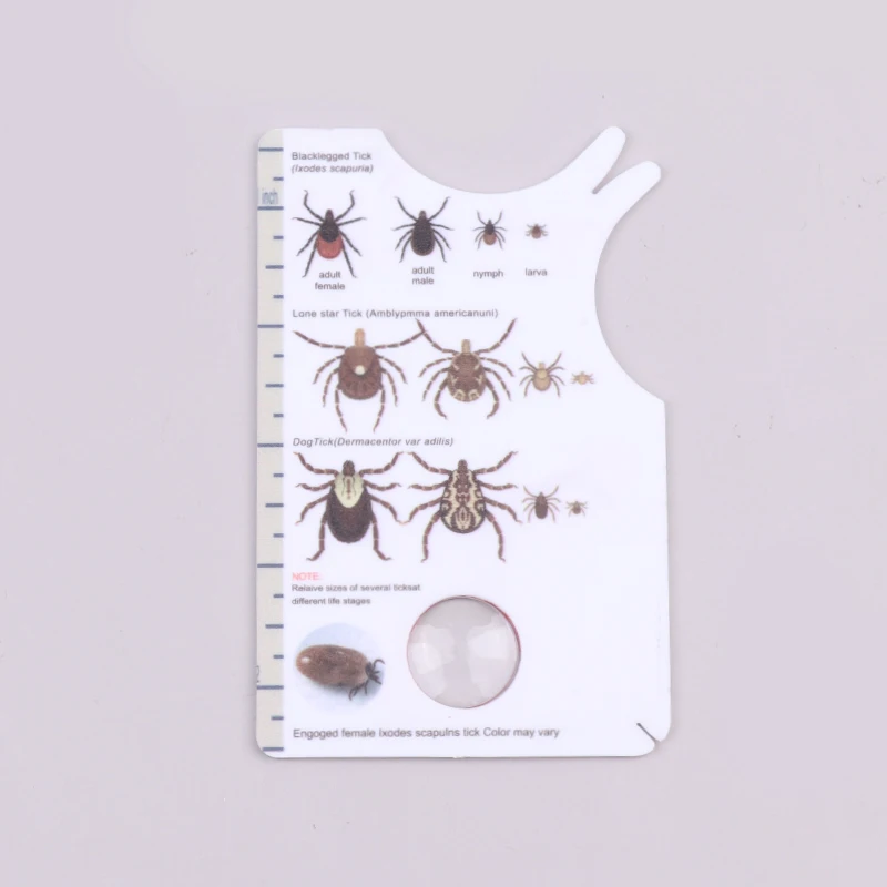 1PC Plastic Pocket Tick Card with Magnifying Glass Allows Easy Removal Of Tick Tick Remover Tool