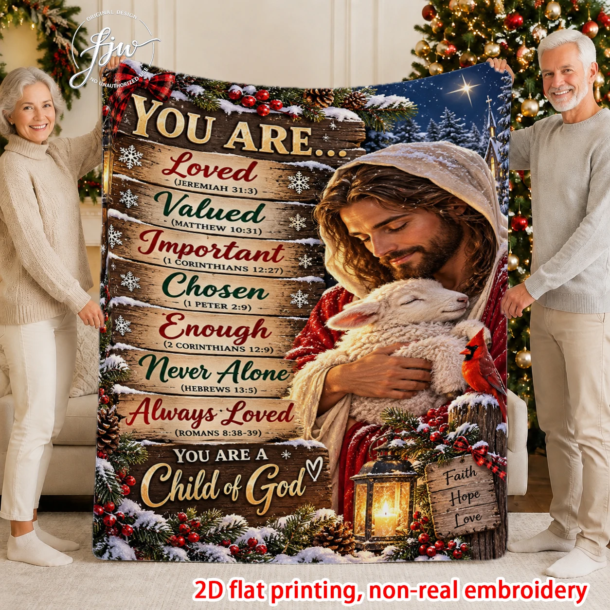 1pcs Christmas Jesus & Holiday Blessings Soft Fleece Throw Blanket for Home Cozy Winter Faith Decor Gift