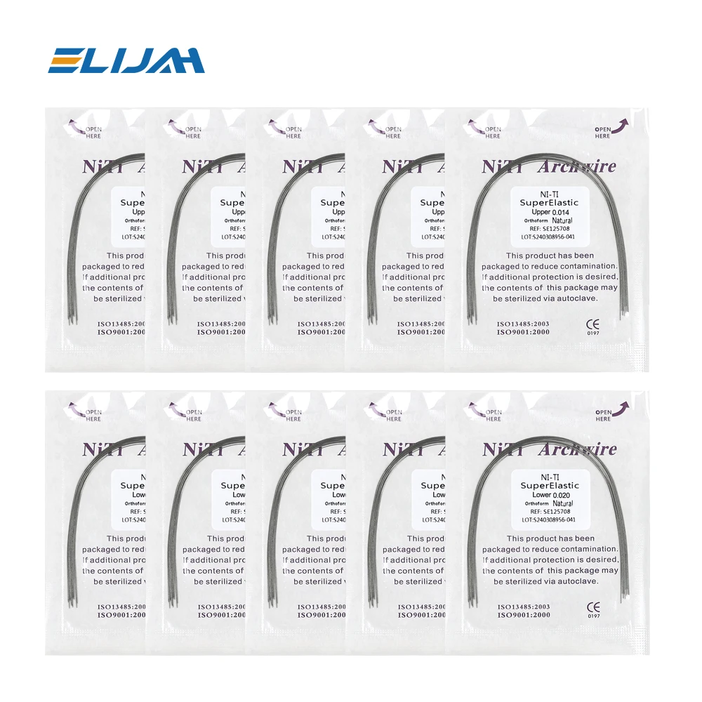 ELIJAH  Dental Orthodontics Niti Bow Wire Round Rectangular Natural Shape 10 Pcs/pack Niti Bow Wire Dental Accessories
