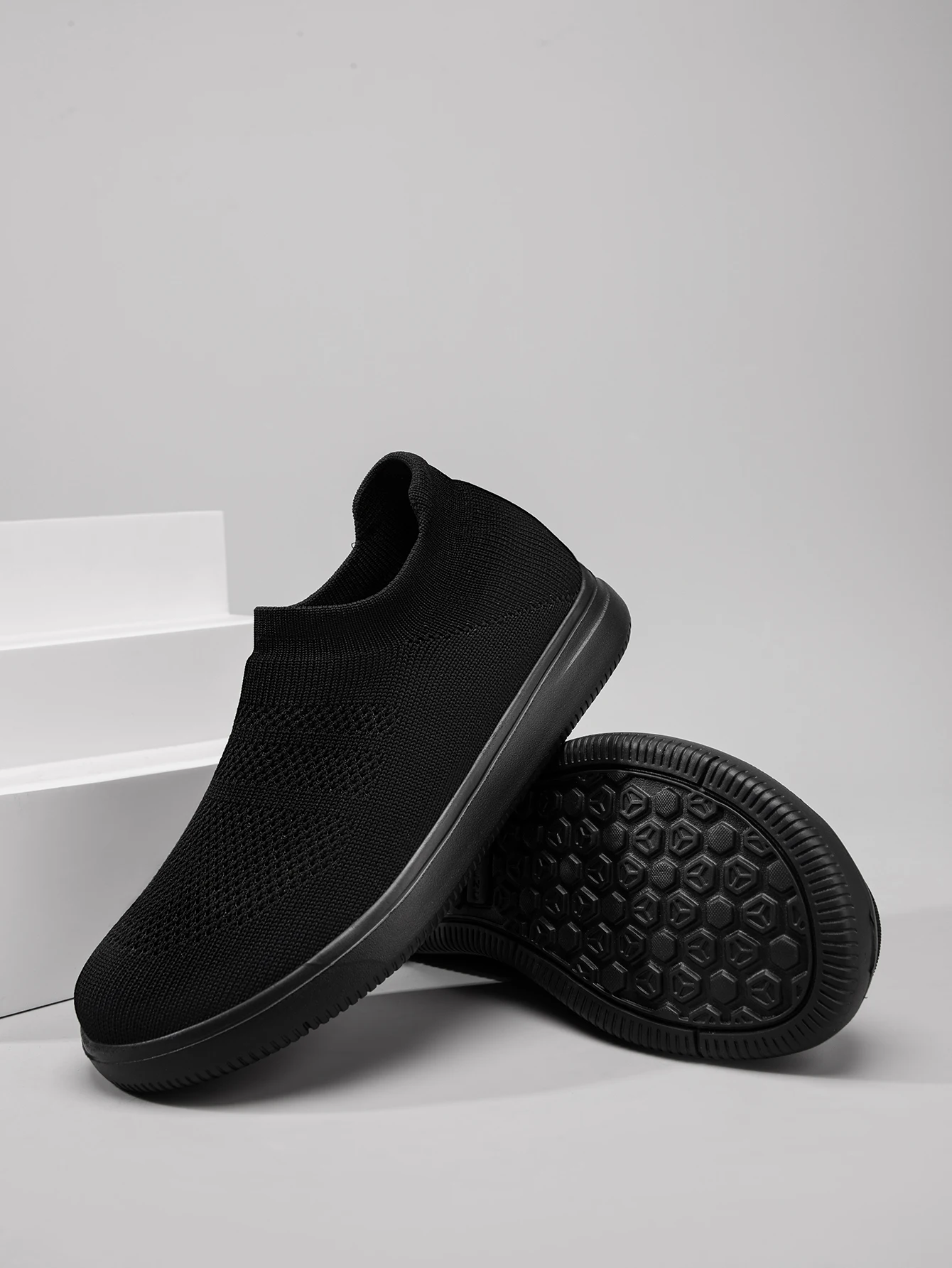 Damen-Socken-Sneaker, Slip-On, atmungsaktive Flying-Knit-Schuhe, weich, rutschfest, leicht, flache Walking-Loafer, Damen-Büro- und Alltagsschuhe – Detail 12