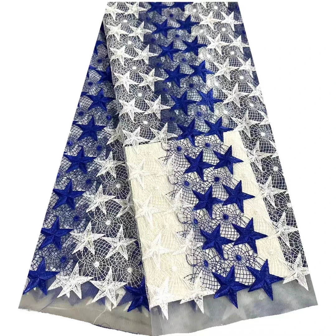 

New water soluble full lace embroidery star net embroidery cloth, African high-end fashion cheongsam dress evening gown