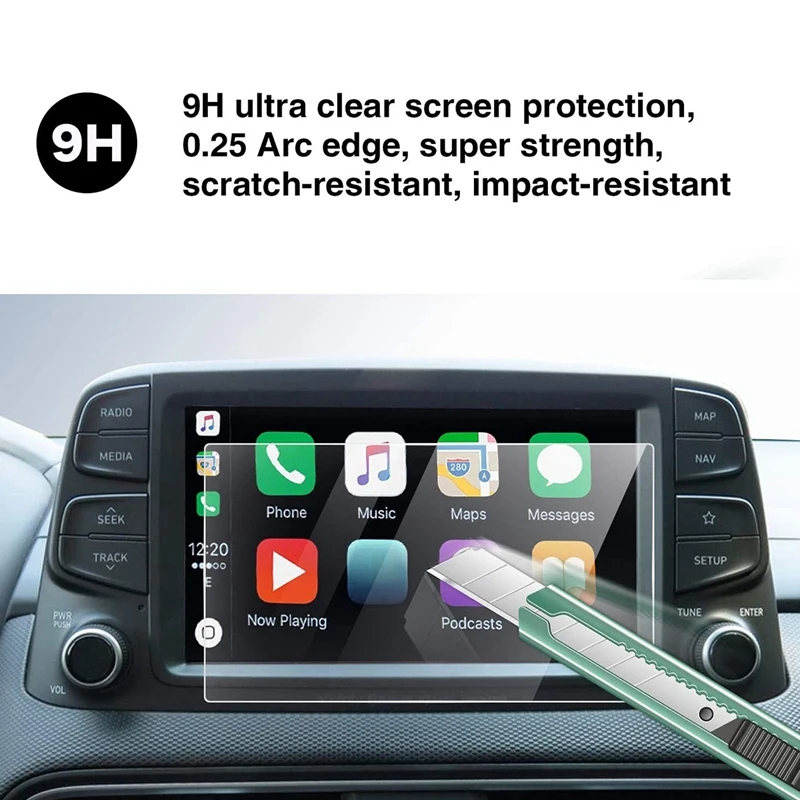 For 2018 2019 2020 Hyundai Kona 8-Inch GPS Navigation Touch Screen Protector Display Tempered Glass Film Bluelink